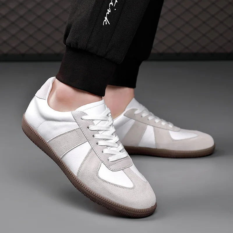 Leather Sneakers with Two-Tone Detail