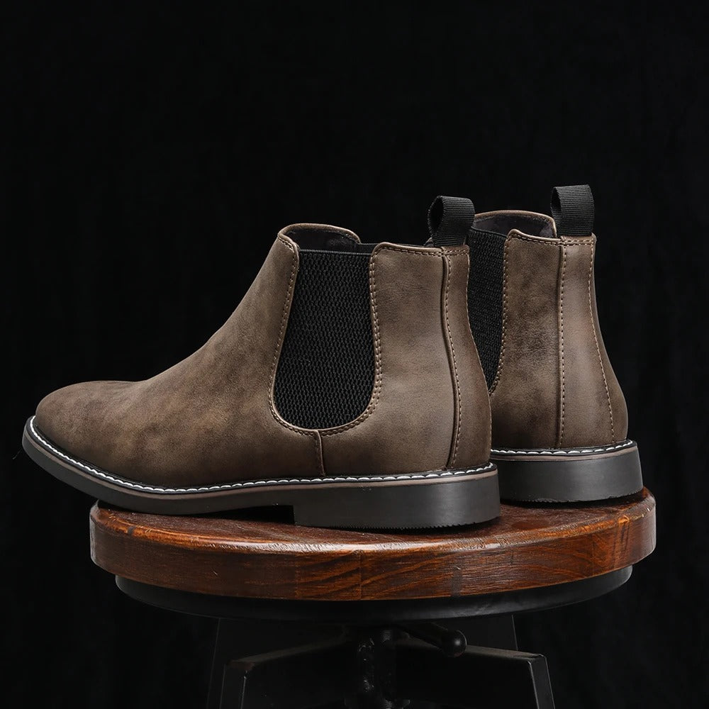 Leather Chelsea Boots with Shock-Absorbing Sole