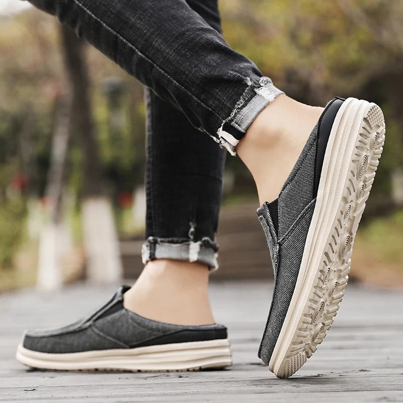 Canvas Mules with Cushioned Sole