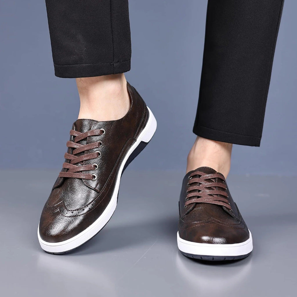 Leather-Look Brogue Shoes with Cushioned Sole