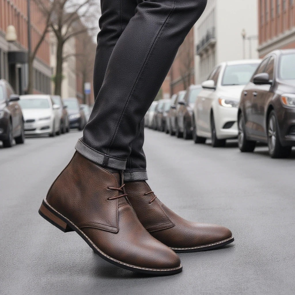 Cowhide Leather Boots with Breathable Upper