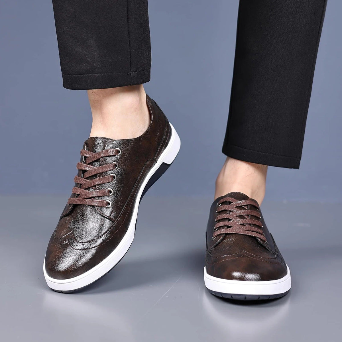Leather-Look Brogue Shoes with Breathable Lining