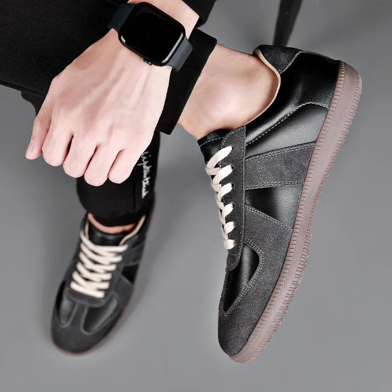 Leather Sneakers with Two-Tone Detail