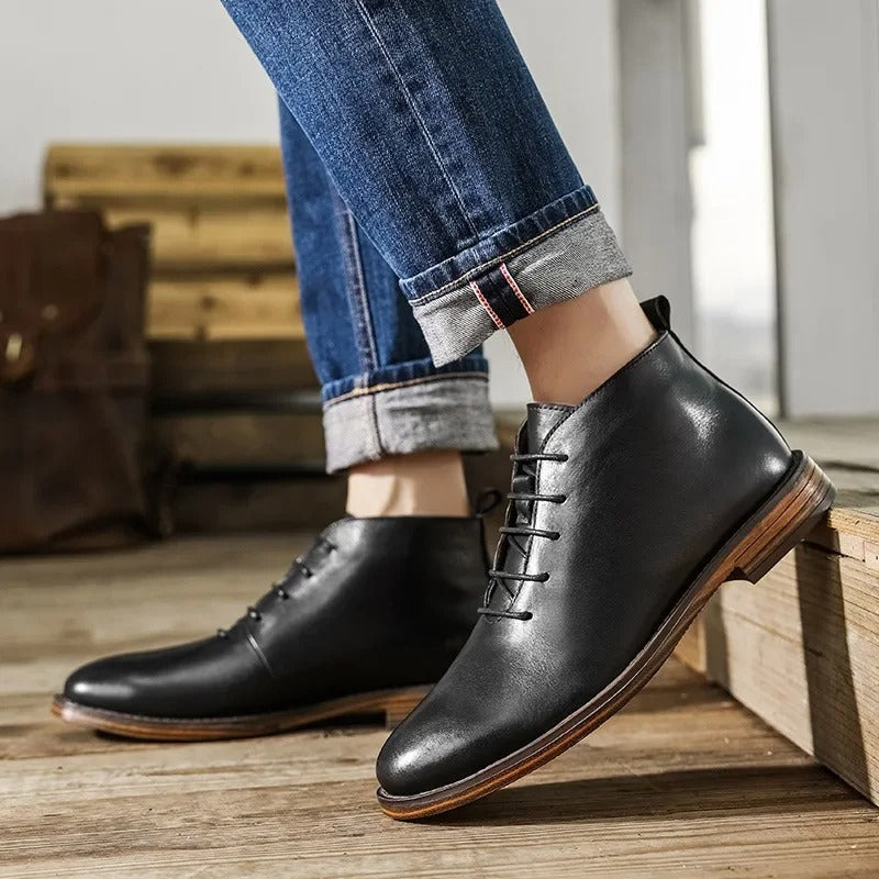 Leather Boots with Sturdy Sole