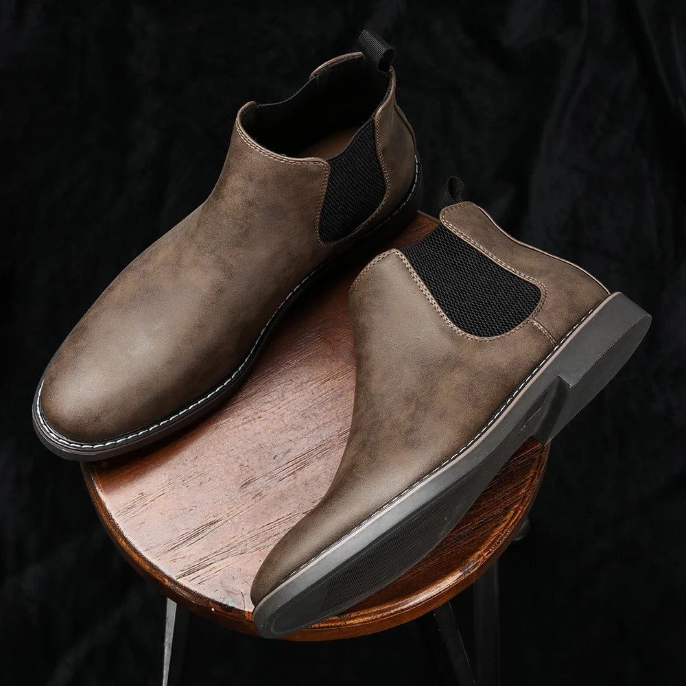 Leather Chelsea Boots with Shock-Absorbing Sole