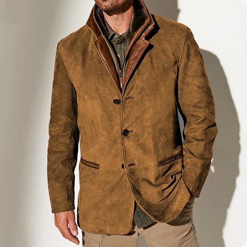 Suede Sweater with Button Front