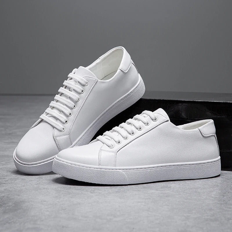 Polished Leather Sneakers with Cushioned Sole