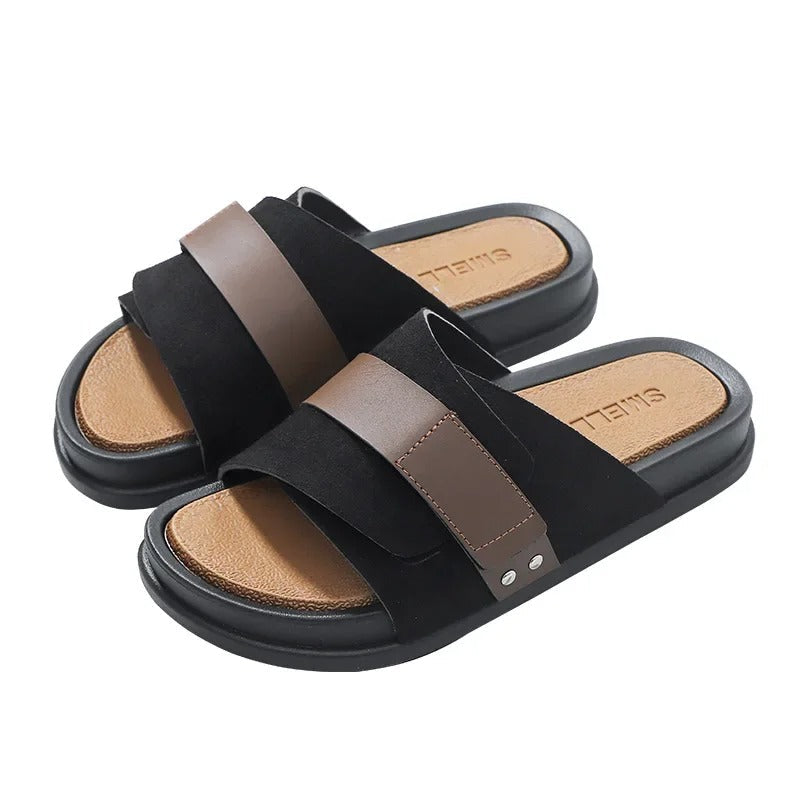 Suede Slides with Cushioned Insole