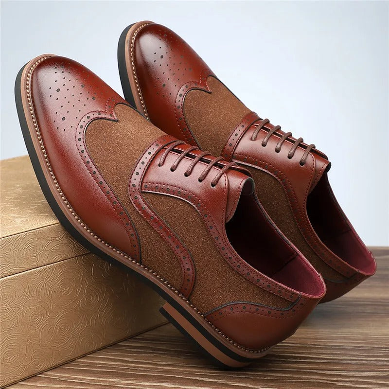 Suede Oxford Shoes with Wingtip Brogue Detail