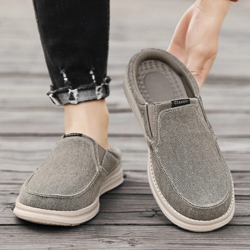 Canvas Mules with Cushioned Sole
