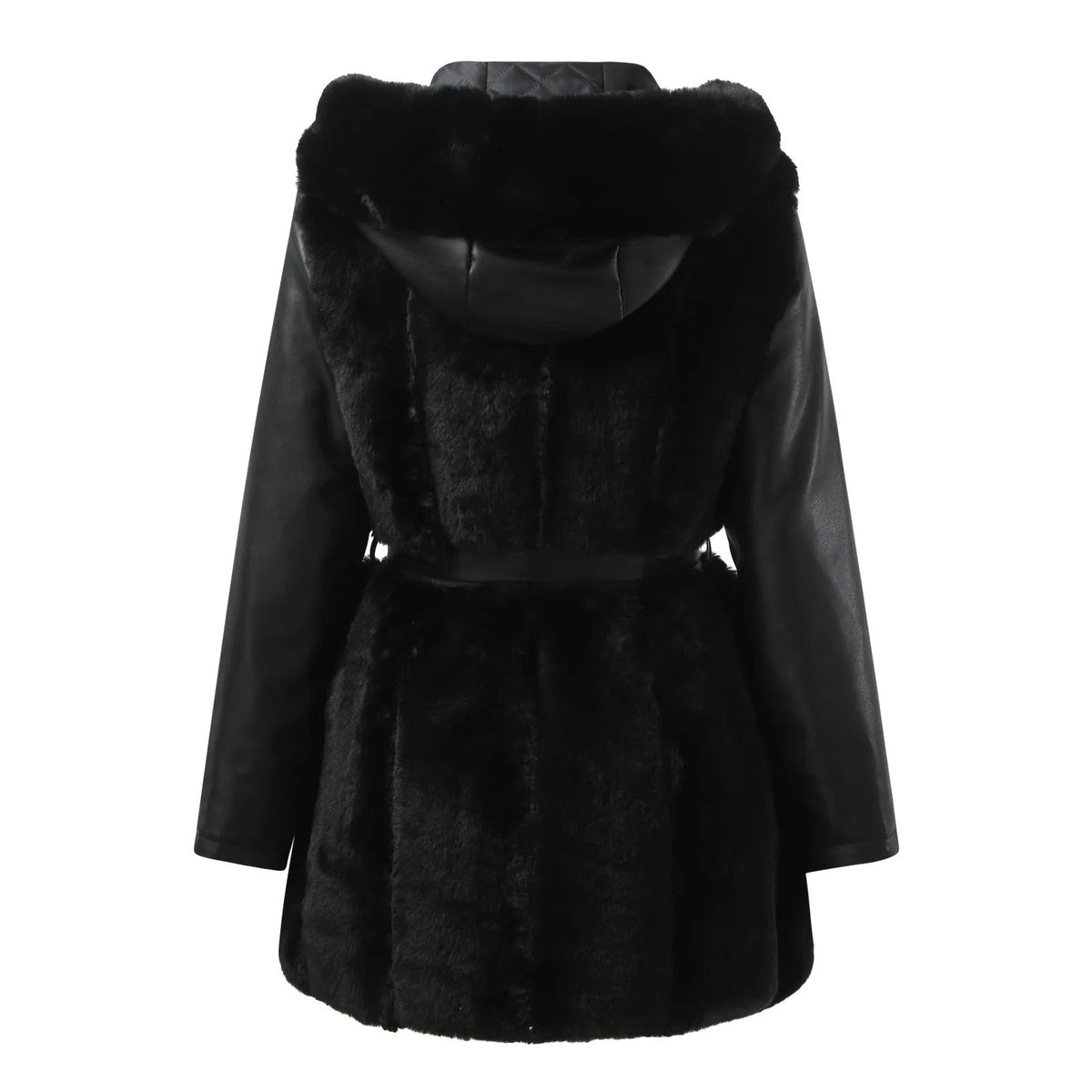 Stylish Faux Leather Jacket with Faux Fur Collar