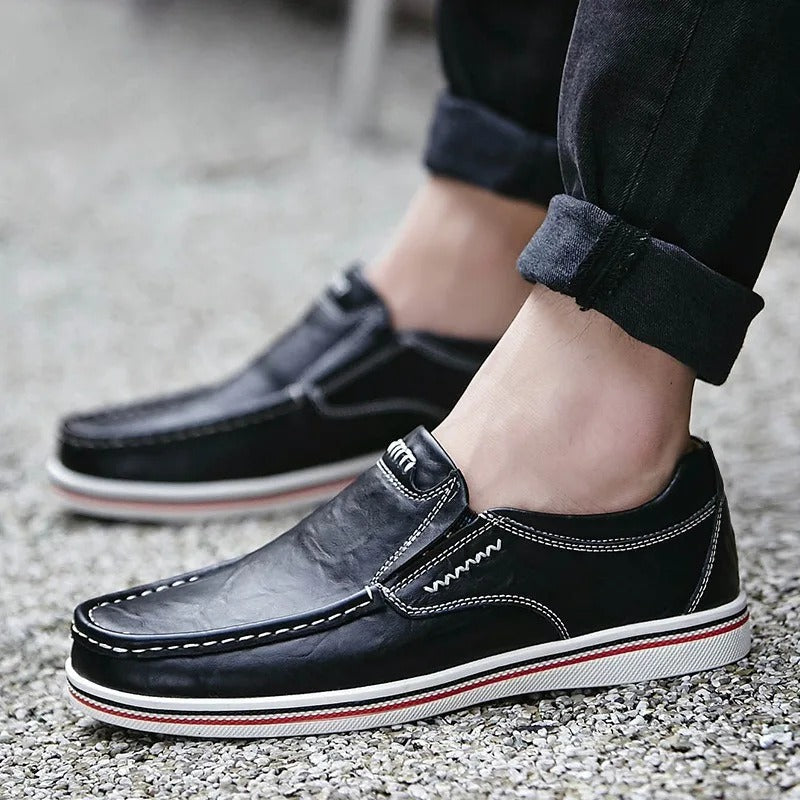Full-Grain Leather Loafers with Contrast Stitching