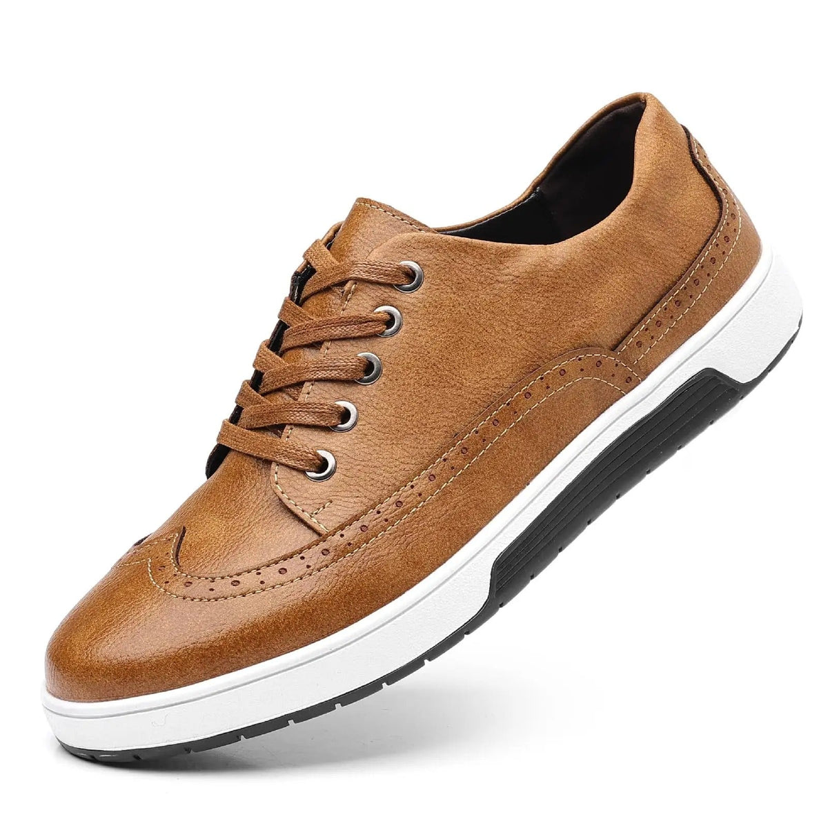 Leather-Look Brogue Shoes with Breathable Lining