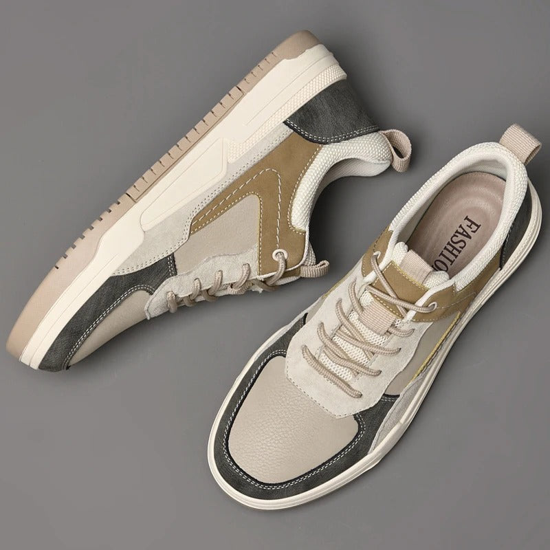 Leather Sneakers with Cushioned Sole