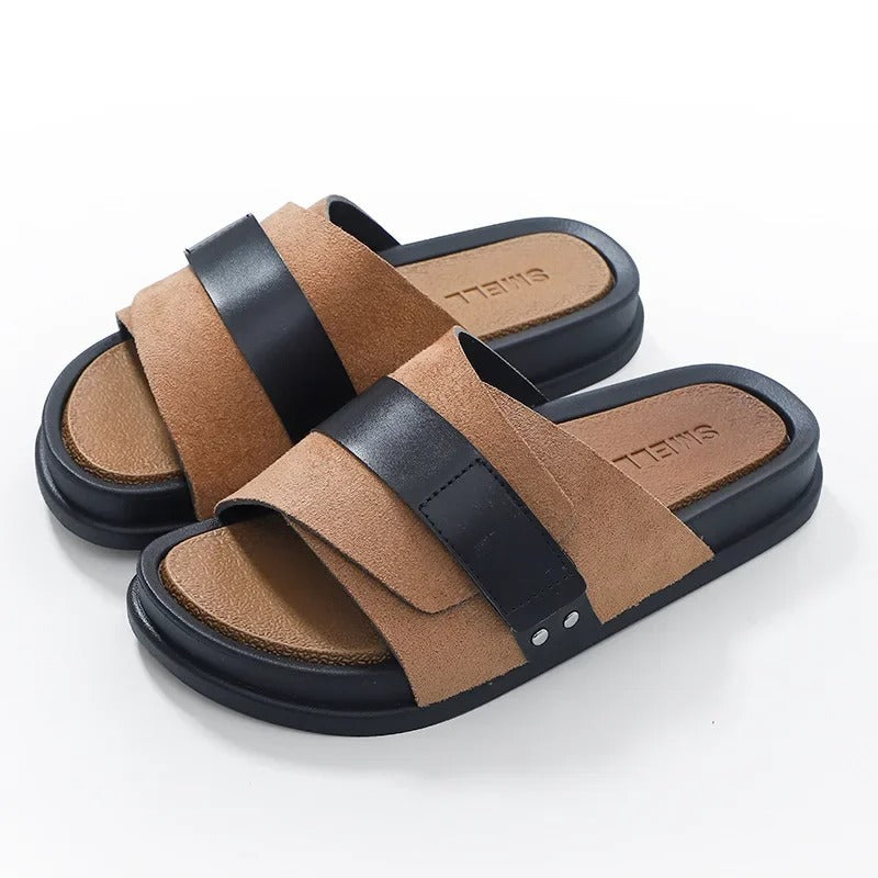 Suede Slides with Cushioned Insole