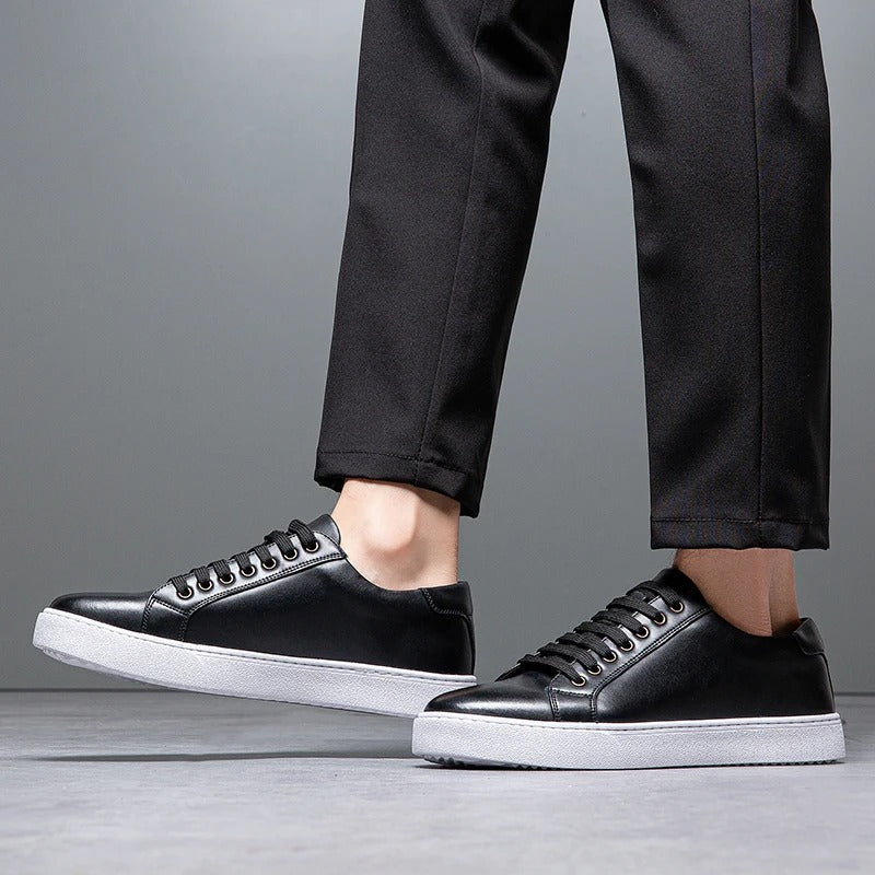 Polished Leather Sneakers with Cushioned Sole
