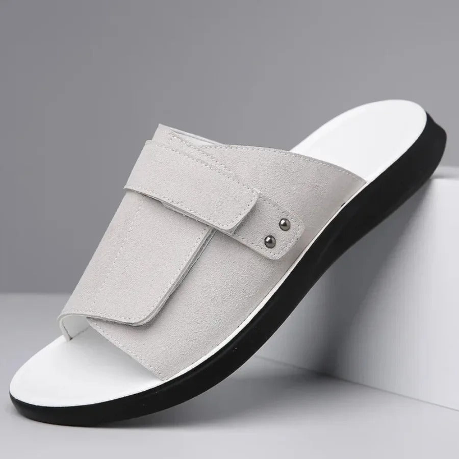Suede Slides with Shock-Absorbing Sole