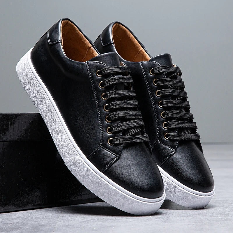 Polished Leather Sneakers with Cushioned Sole
