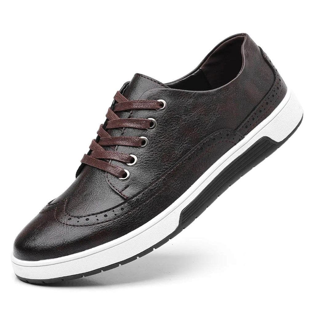 Leather-Look Brogue Shoes with Cushioned Sole