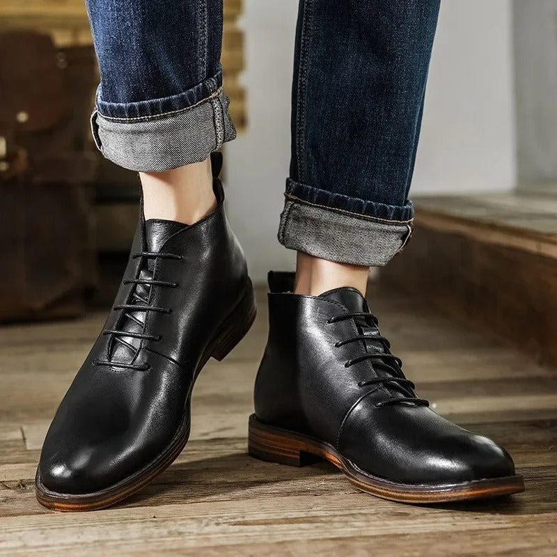 Leather Boots with Sturdy Sole