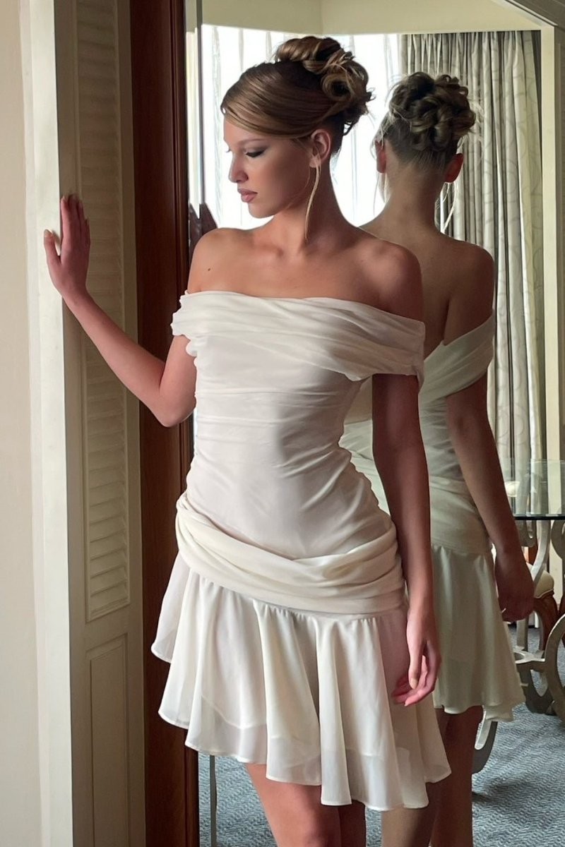 Marina One-shoulder Chiffon Mini-Length Dress