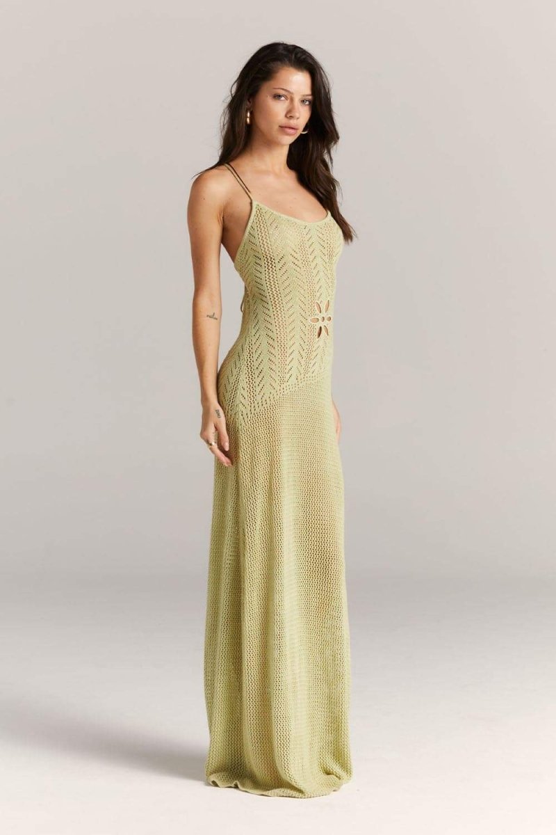 Marjorie Flower Cut-out Crochet Maxi-Length Dress