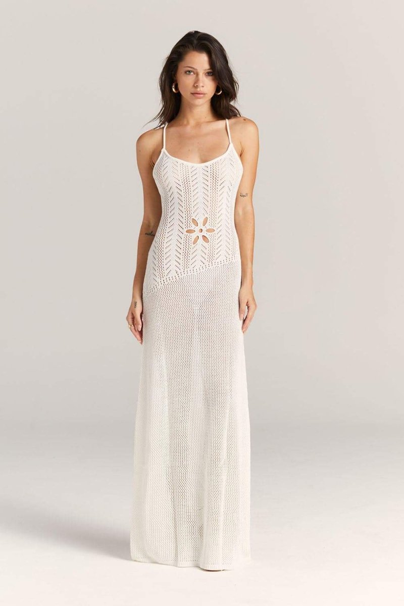 Marjorie Flower Cut-out Crochet Maxi-Length Dress