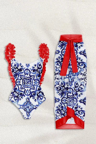Martha Patterned Gathered Two-pieces Swim Set
