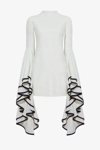 Maxine Contrast Ruffled Sleeve Mini-Length Dress