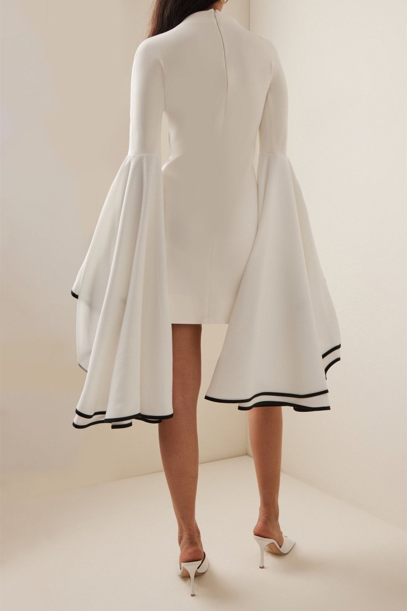 Maxine Contrast Ruffled Sleeve Mini-Length Dress