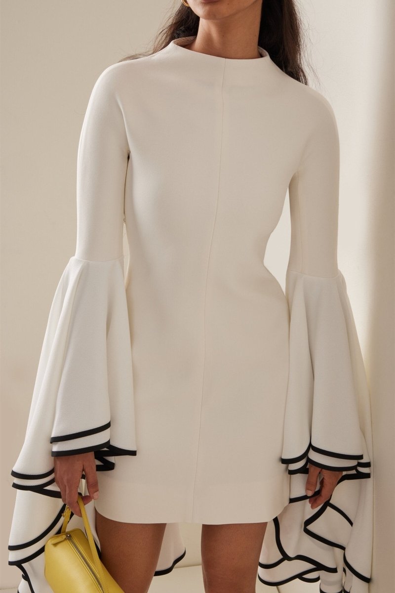 Maxine Contrast Ruffled Sleeve Mini-Length Dress