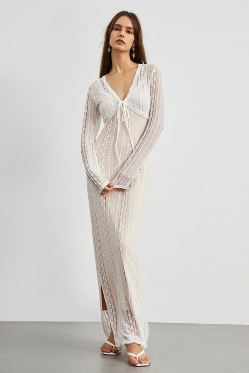 Coordinated Melinda V-Neck Lace Set