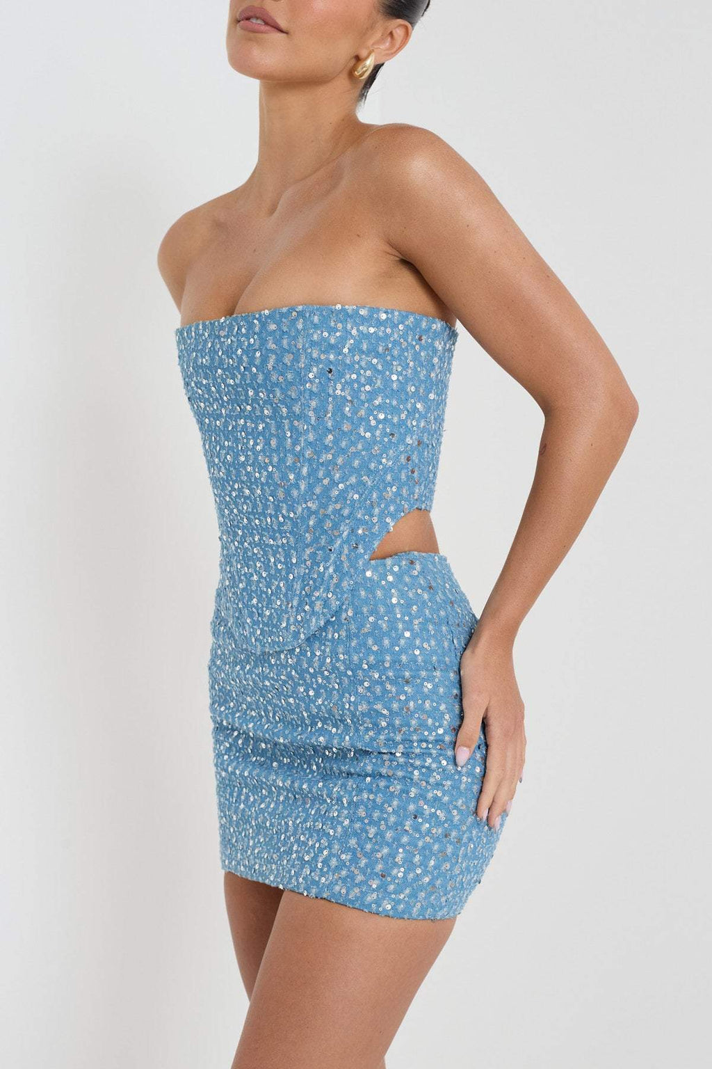 Coordinated Melissa Sequins Denim Skirt Set