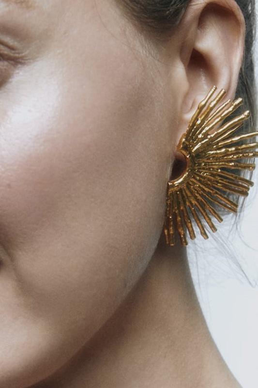 Statement Metallic Sector Semicircular Earrings