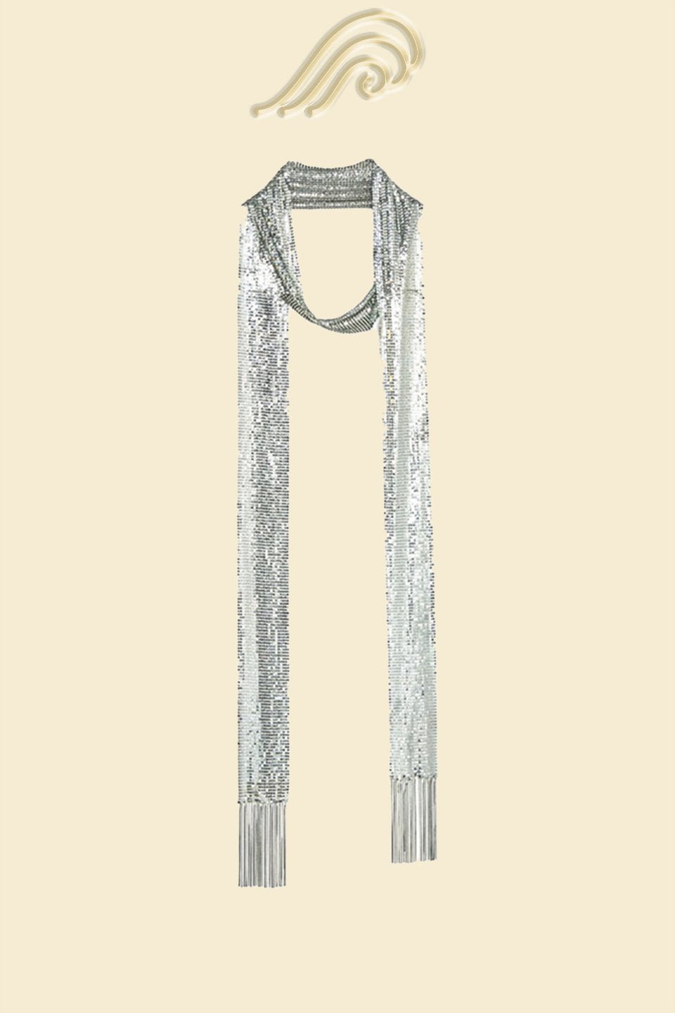 Modern Metallic Tassel Skinny Scarf