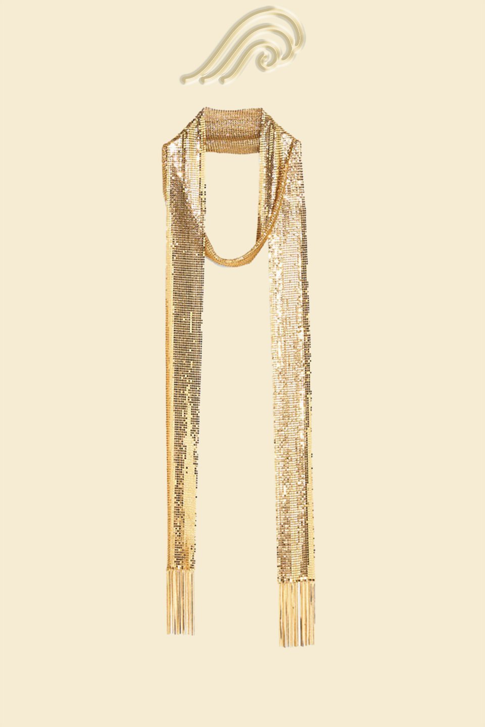 Modern Metallic Tassel Skinny Scarf