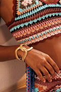 Statement Metallic Textured Geometric Bracelet