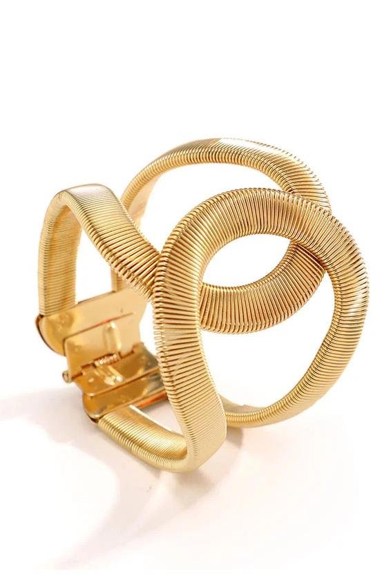 Statement Metallic Textured Geometric Bracelet