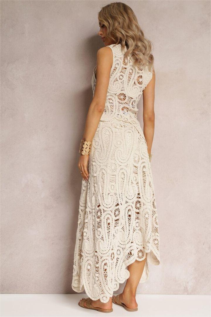 Coordinated Mignon Embroidered Lace Top & Maxi Skirt Set