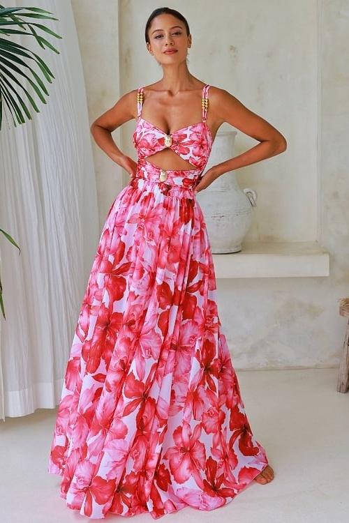 Modesty Patterned Cut-out Two-pieces Swim Set