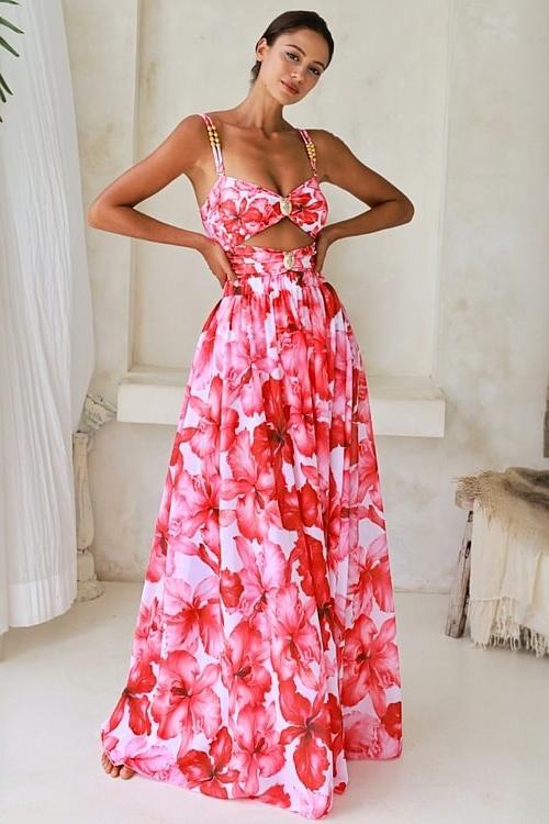 Modesty Patterned Cut-out Two-pieces Swim Set
