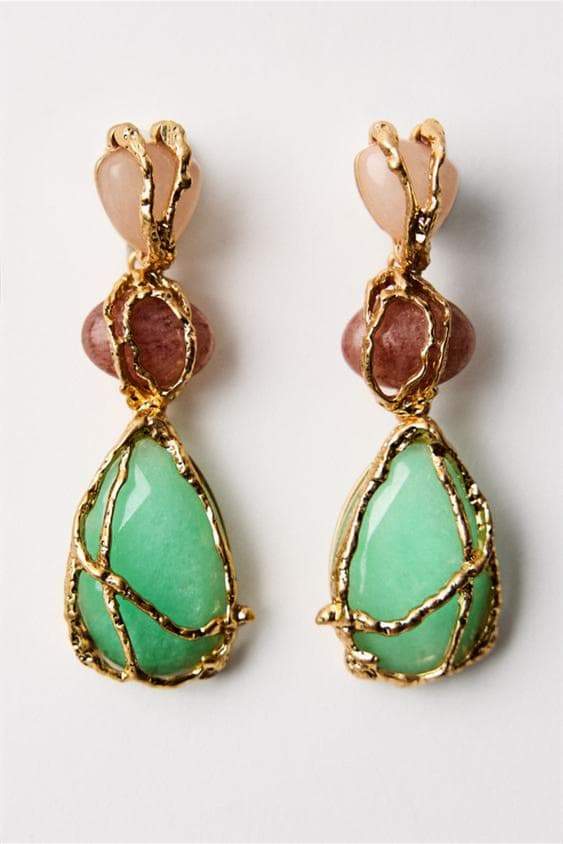 Statement Multi Gem Dangle Earrings