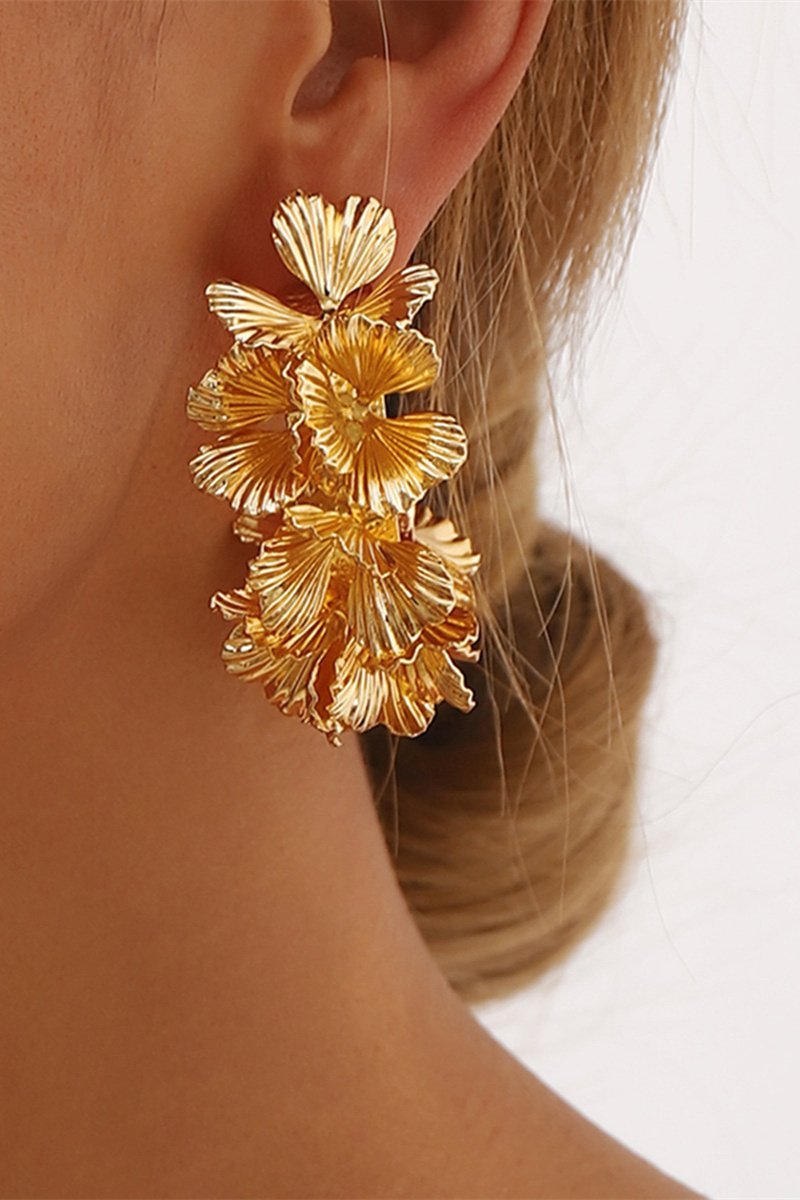 Multi-Layer Flower C-Shaped Earrings