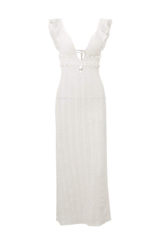 Muriel Ruffled Cut-out Knit Maxi-Length Dress