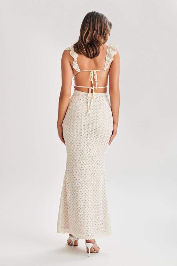 Muriel Ruffled Cut-out Knit Maxi-Length Dress