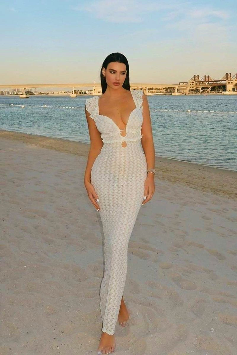 Muriel Ruffled Cut-out Knit Maxi-Length Dress