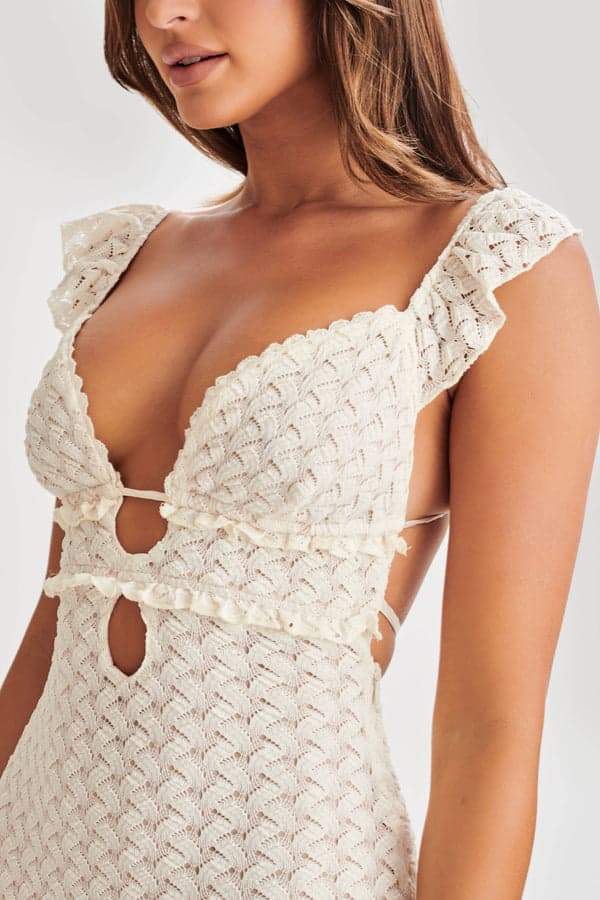 Muriel Ruffled Cut-out Knit Maxi-Length Dress