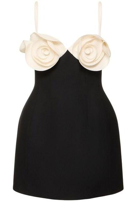Myrna Flower Crepe Mini-Length Dress