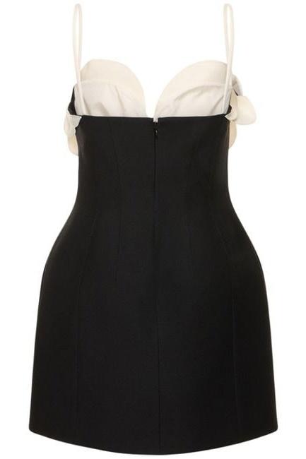 Myrna Flower Crepe Mini-Length Dress