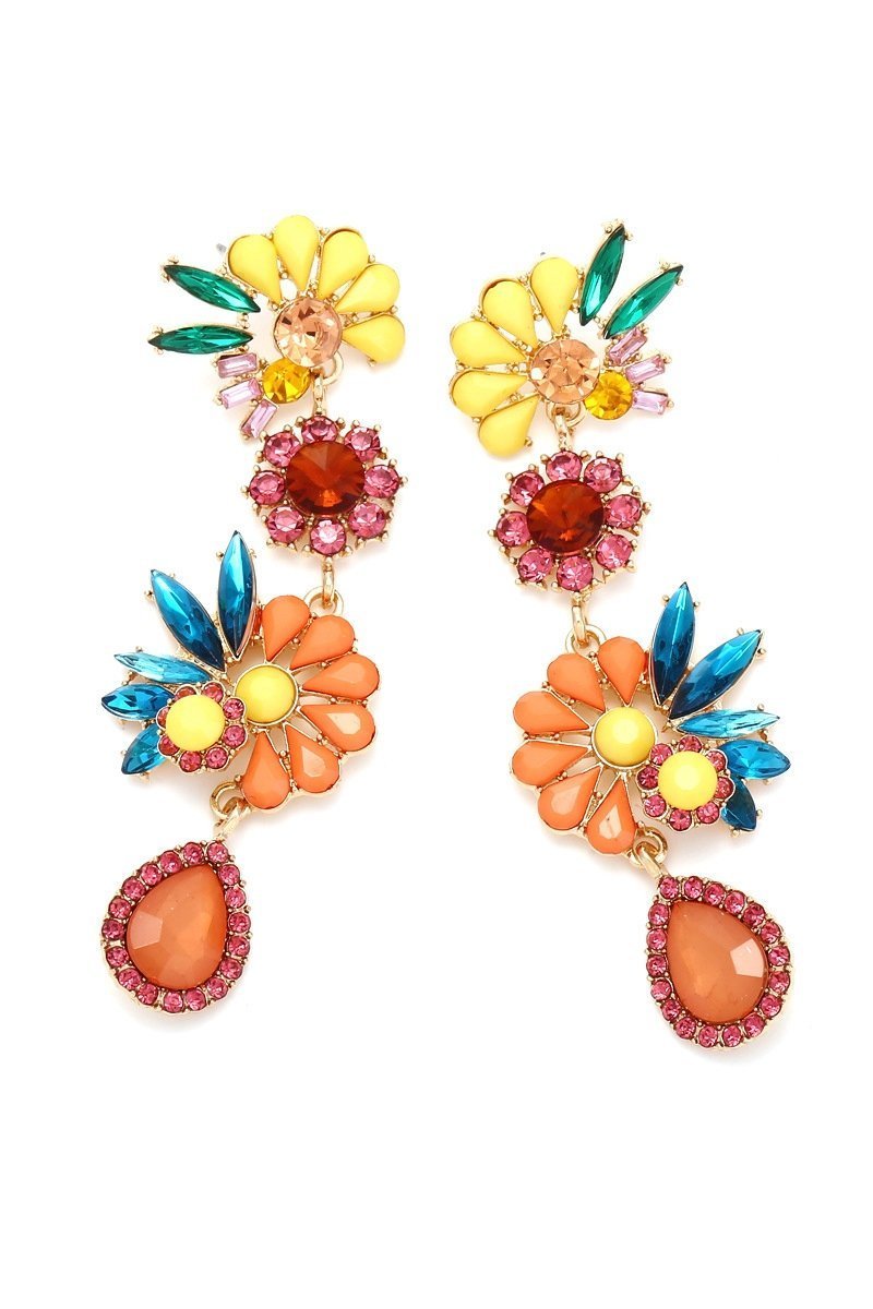 Statement Neil Acrylic Flower Drop Earrings